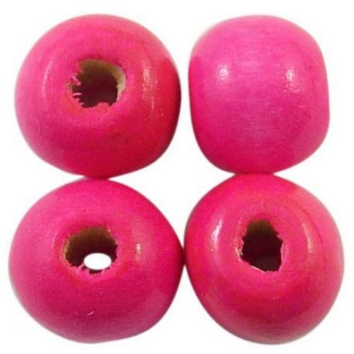Wooden round bead for decoration 7x8 mm hole 3 mm pink - 50 grams ± 300 pieces