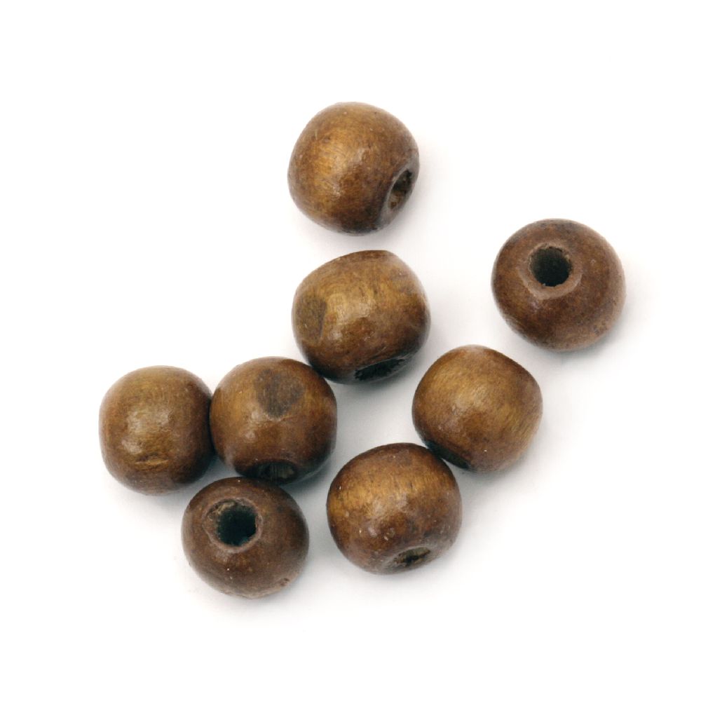 Wooden round bead for decoration 9x10 mm hole 3.5 mm light brown - 50 grams ~ 150 pieces