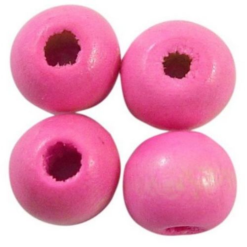 Wooden round bead for decoration 11x12 mm hole 4 mm light pink - 50 g ~ 95 pieces