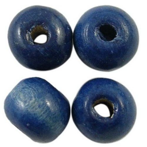 Wooden round bead for decoration 11x12 mm hole 4 mm blue - 50 grams ~ 95 pieces