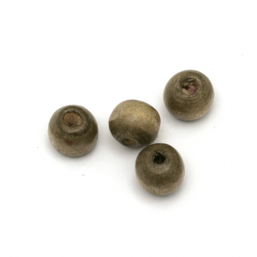 Wooden bead, ball, 6x7 mm, hole 2~3 mm, brown - 50 grams ~ 450 pieces