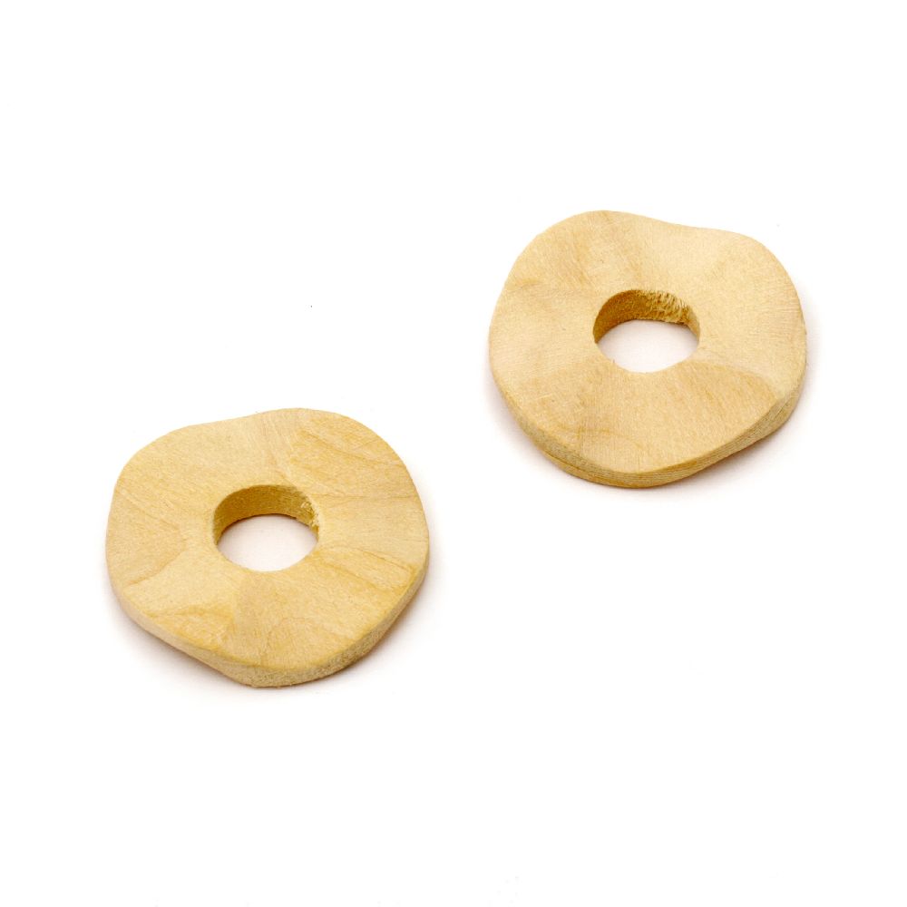 Wooden circle beads 35x6 mm hole 11 mm color wood - 2 pieces