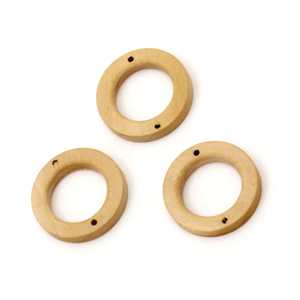 Wooden circle beads 30x5 mm hole 2 mm color wood - 8 pieces