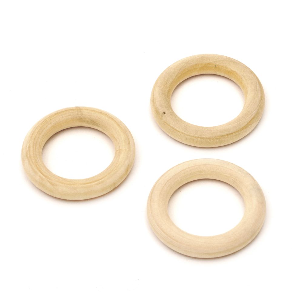 Wooden bead, Ring 40x8 mm hole 23 mm wood color -4 pieces