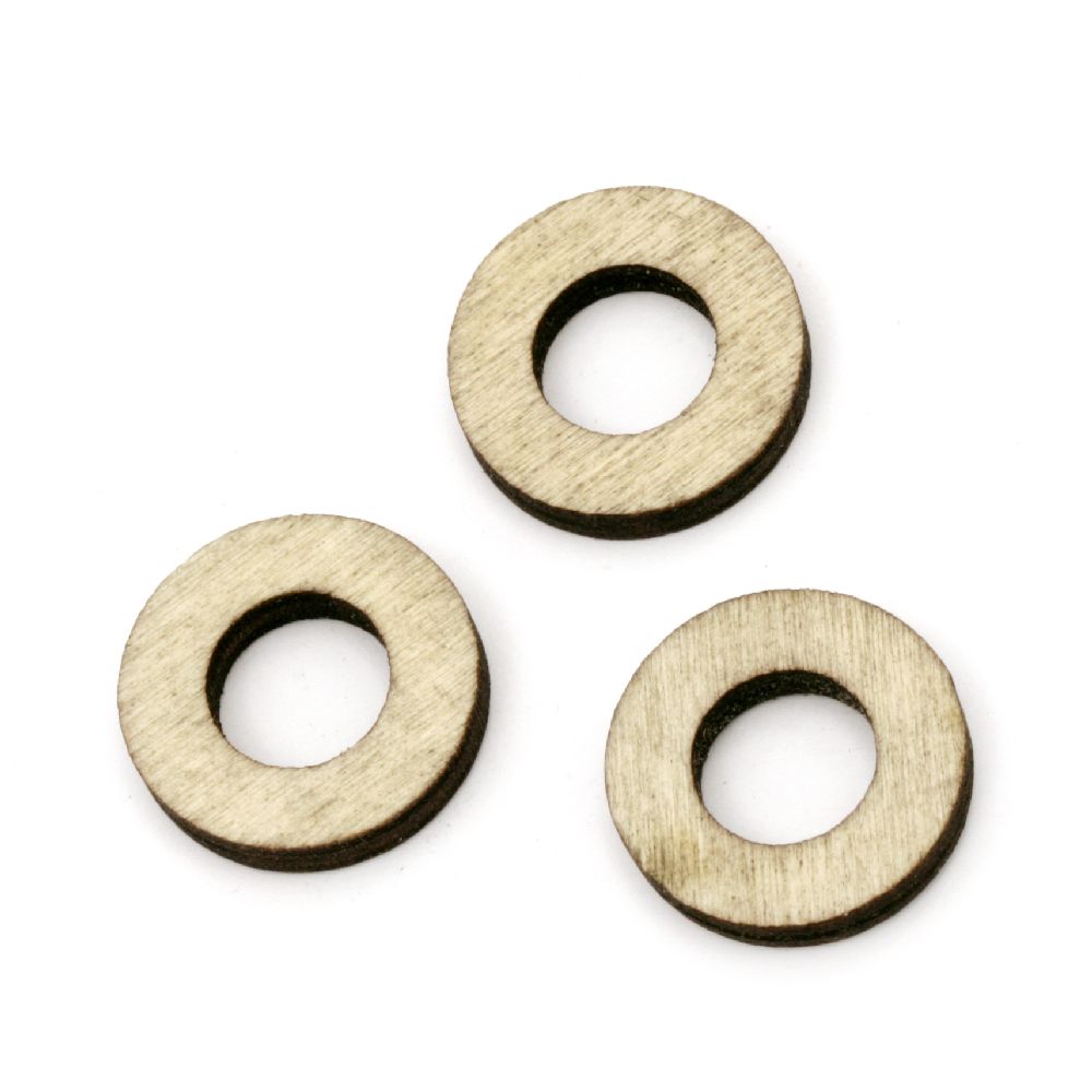 Wooden washer beads 20x3 mm hole 10 mm color wood - 20 pieces