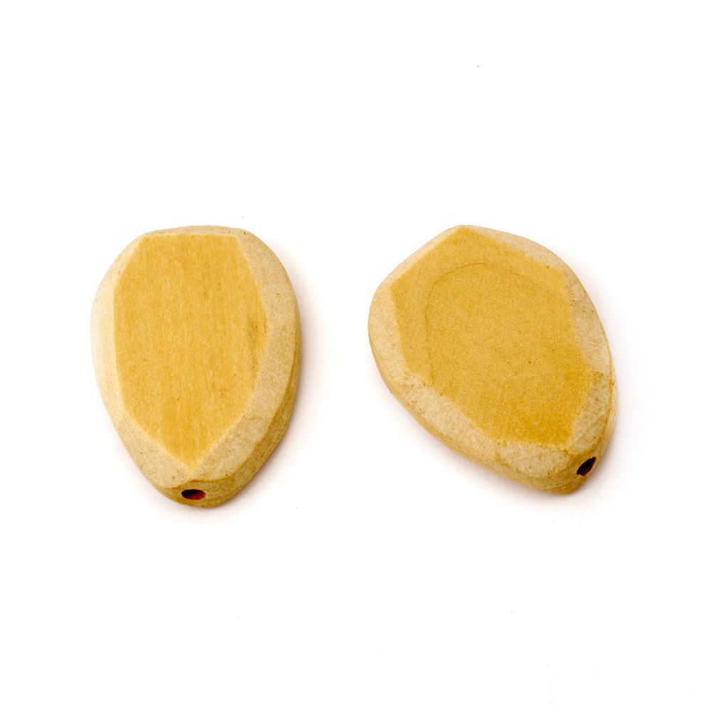 Natural Unfinished Wooden Bead, figurine, for DIY Jewelry and Crafts 44x31x10 mm hole 4 mm color wood - 2 pieces