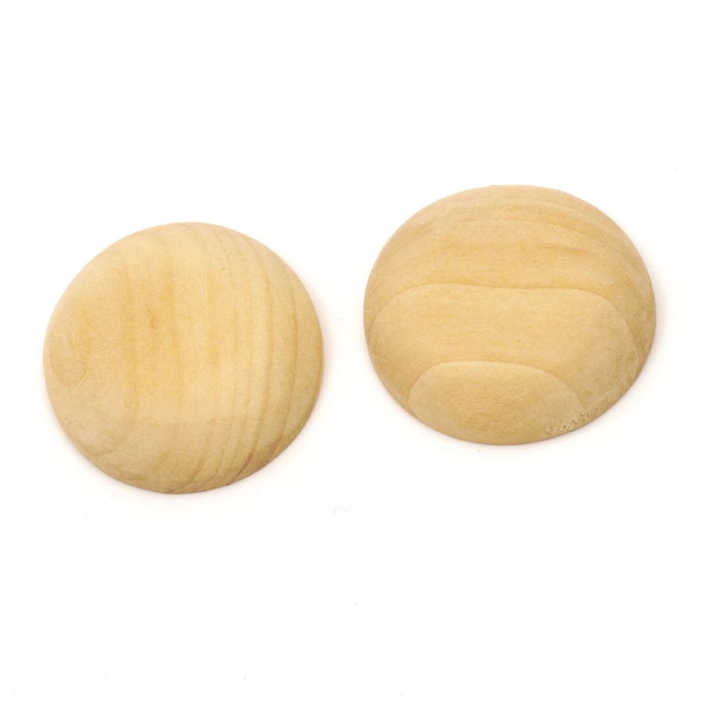 Wooden Bead hemisphere cabochon type 40x10.5 mm color wood - 2 pieces