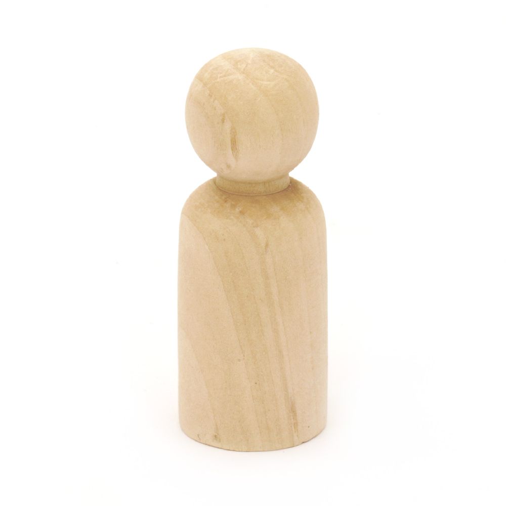 Unfinished solid wooden figures 65x25 mm color natural wood -1 pc.