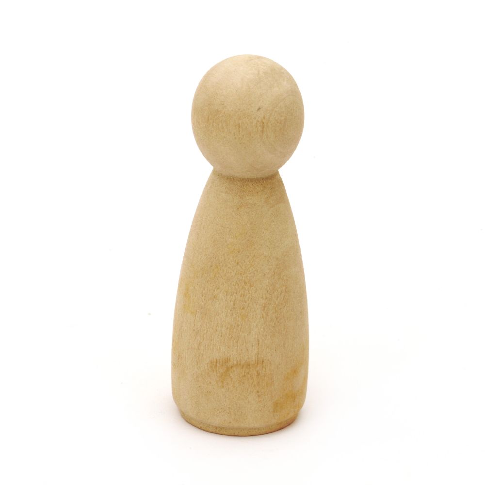 Unfinished solid smooth wooden figures, for drawing, toy making 65x24 mm color wood - 1 piece