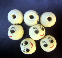  Wooden  Bead  ball smile 13x12 mm color wood -50 pieces