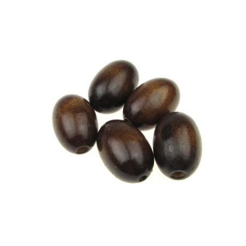 Wooden cylinder bead for decoration 30x20 mm hole 10 mm brown - 10 pieces
