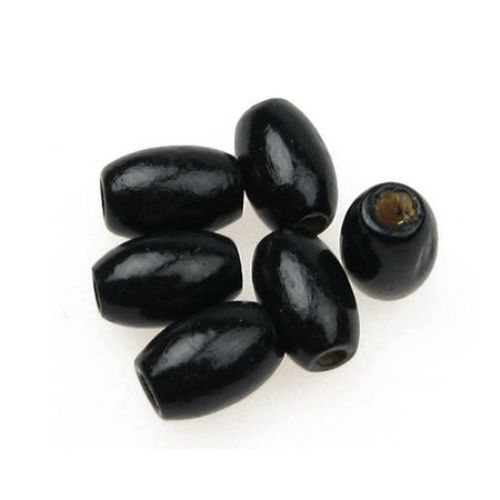 Wooden Beads, Oval, Black, 15x10mm, hole 3.5mm, 50 grams ~ 120 pcs