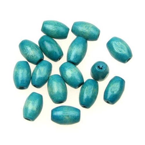Wooden oval bead for decoration 8x5 mm hole 2 mm turquoise - 50 grams ~ 700 pieces