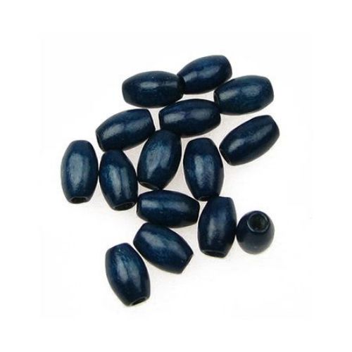 Wooden oval bead for decoration 8x5 mm hole 2 mm blue - 50 grams ~ 700 pieces