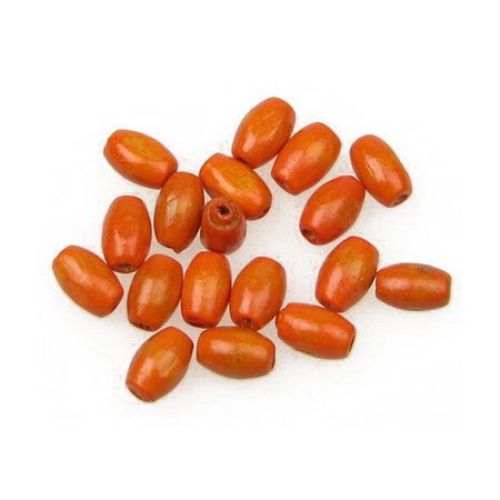 Wooden oval bead for decorationl 8x5 mm hole 2 mm orange - 50 grams ~ 700 pieces