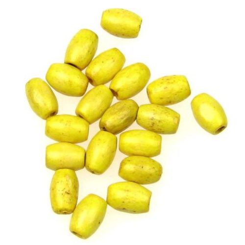 Wooden oval bead for decoration 8x5 mm hole 2 mm yellow - 50 grams ±700 pieces