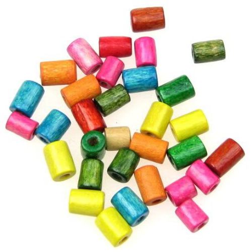 Wooden cylinder bead for decoration6x4mm hole 1.5~2mm mix - 20 grams ~ 400 pieces