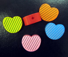 Painted wooden bead heart 16x19x8 mm MIX -20 grams 19 pieces