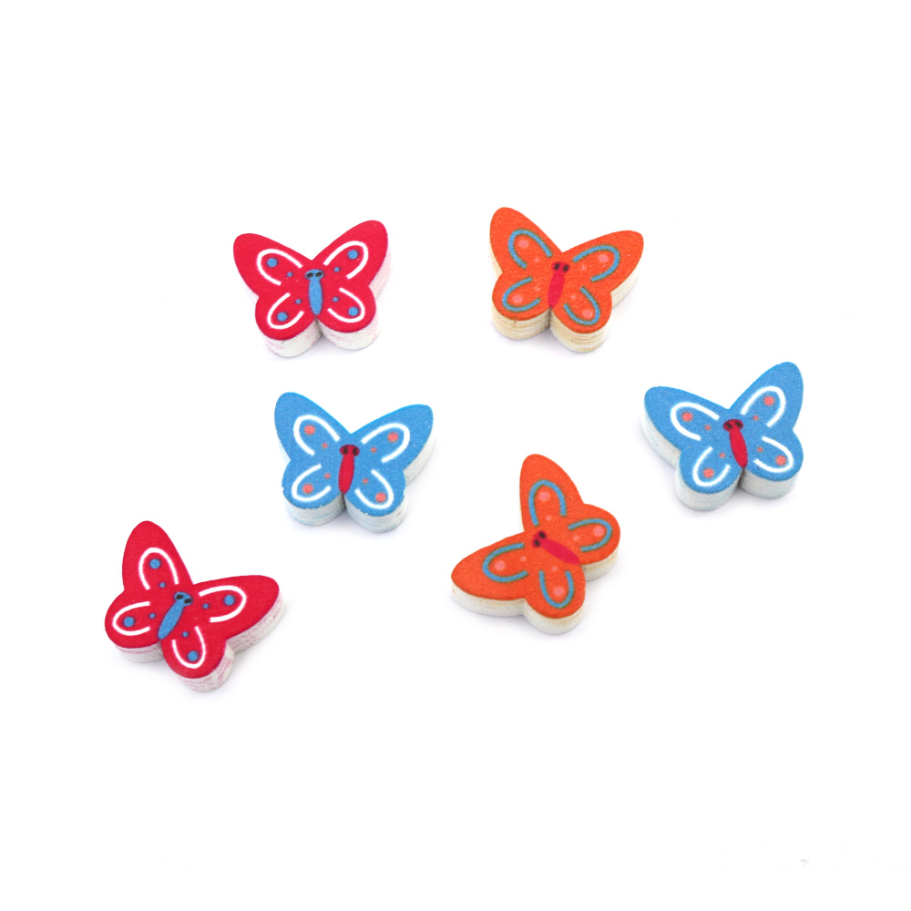 Butterfly wood figurine 19x23 mm MIX