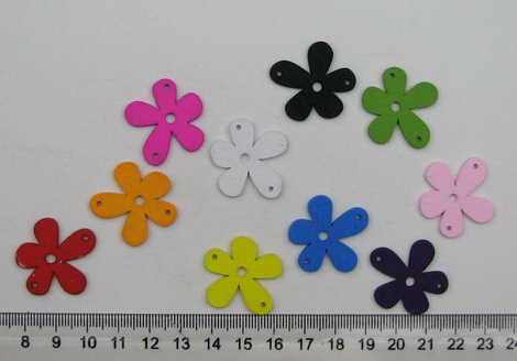 Colorful wooden pendant flower 29x27x1 mm hole 1.5 mm MIX - 10 pieces