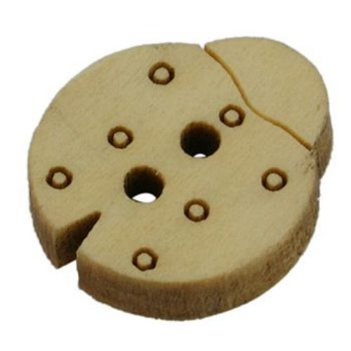 Wood Buttons, Ladybug, 2mm holes, 14x17x4mm, 20 pcs