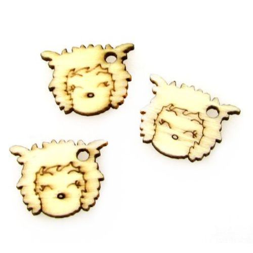 Wooden Pendant Sheep 19x15x2 mm hole 2 mm - 20 pieces