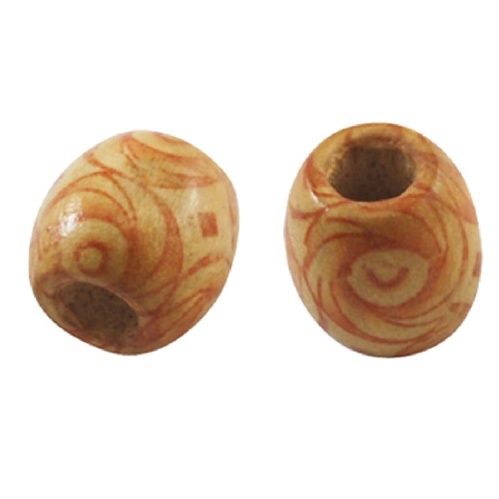 Natural Wooden Oval Beads for DIY Jewelry and Craft, Painted, 16x17 mm, Hole: 7 mm, 50 grams ~ 33 pieces