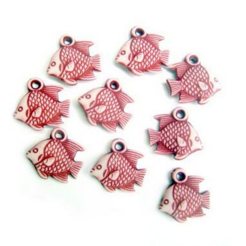 Fish Pendant for Jewelry Making and Craft, Plastic, Pale Red, 50 grams