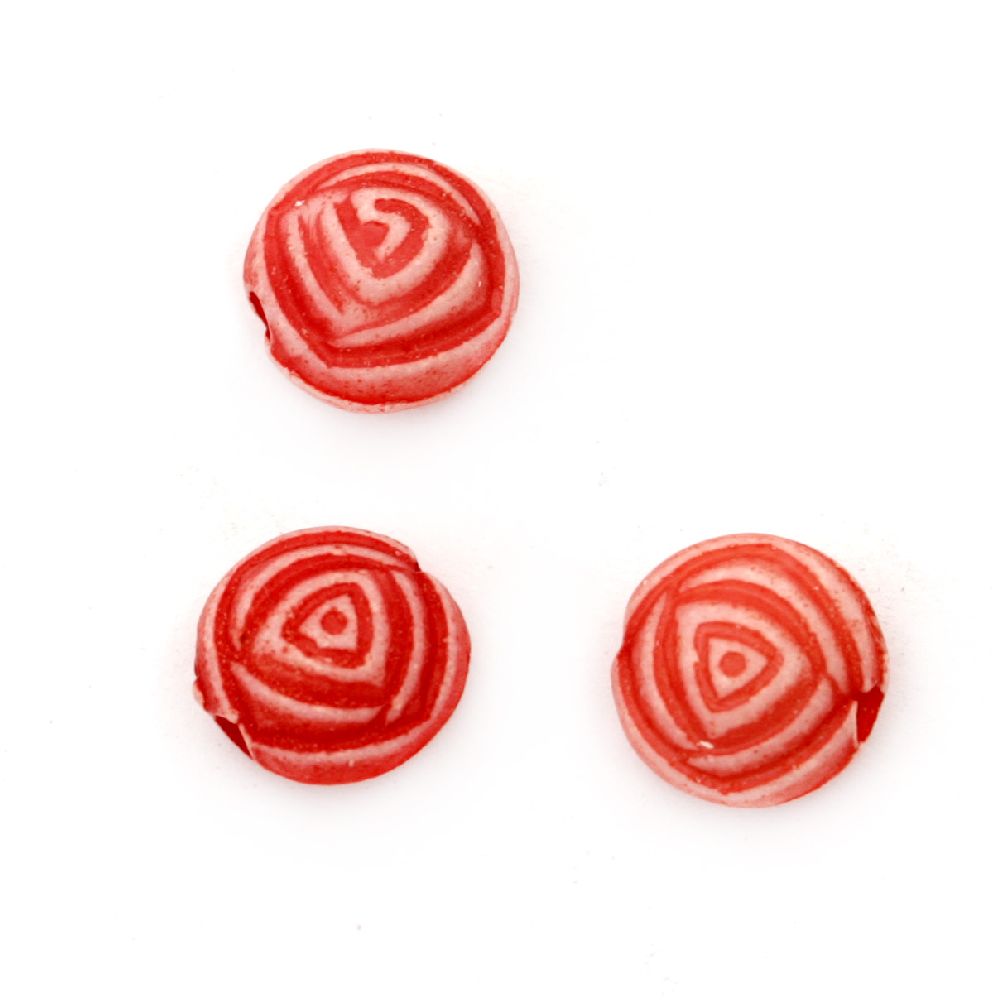 Rose Bead 8x6 mm hole 1 mm red - 50 grams