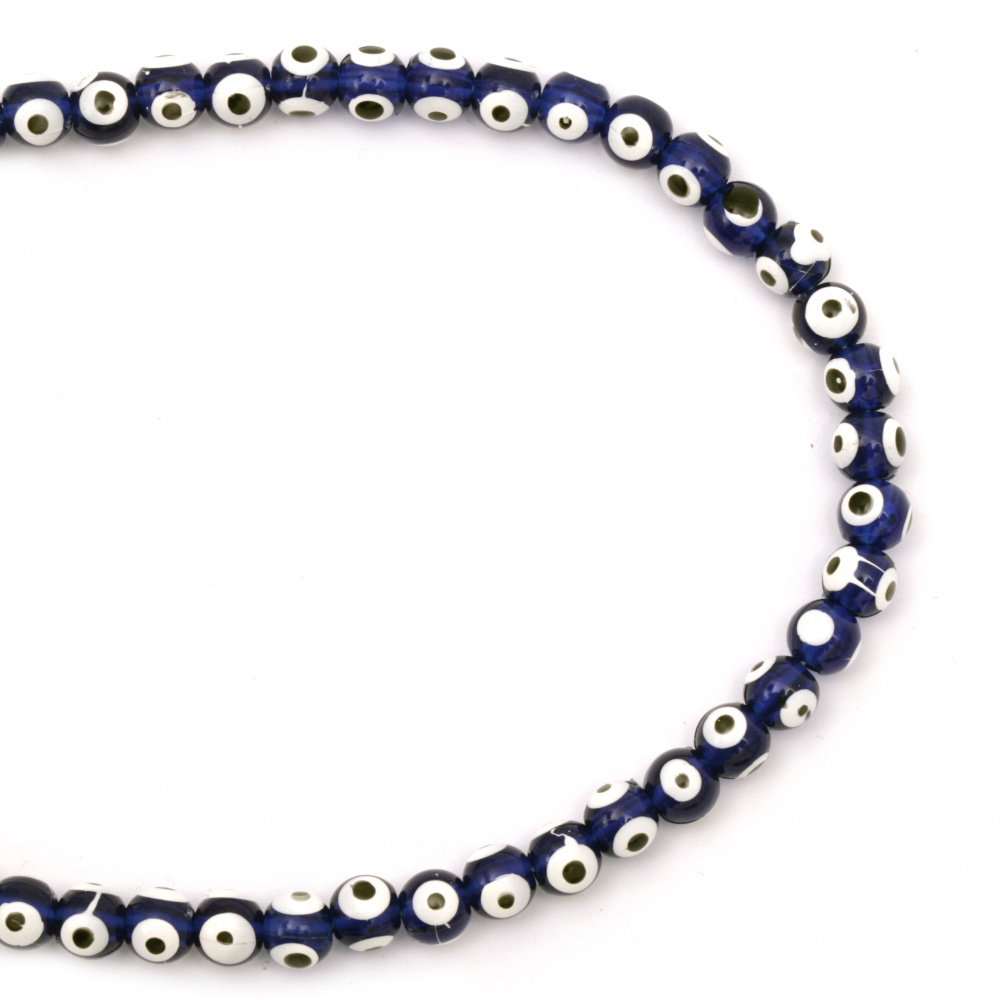 String beads eye blue №1- 6x5 mm- 50 pieces