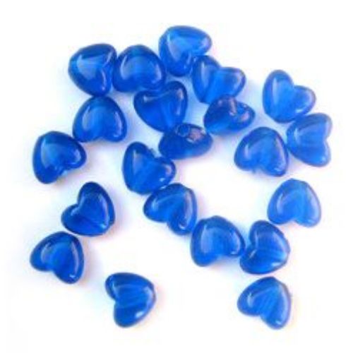 Bead crystal heart 8x8x4 mm hole 1 mm blue -50 grams ~ 270 pieces
