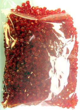 Crystal bead 4x4 mm hole 1 mm red -20 grams ~700 pieces