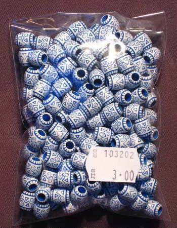 Barrel Bead, Faded Color, cylinder 8.5x7 mm hole 3 mm blue painted - 50 grams ± 240 pieces