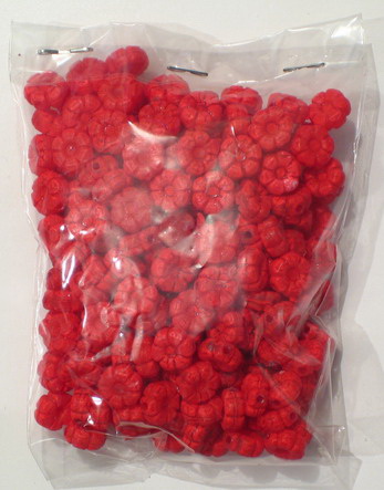 Bead cracked flower 9 mm red -50 grams