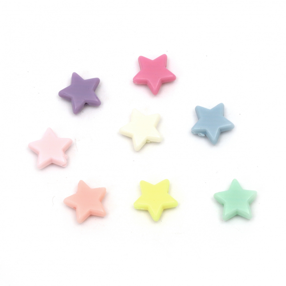 Beads, dense star shape, 14x5 mm, hole 1.5 mm, MIX - 20 grams, approximately 45 pieces