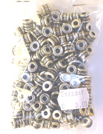 Metallized Bead  cylinder 8x8 mm hole 4 mm color silver -50 grams ~64 pieces