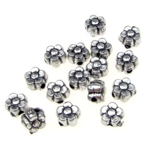 Bead metallic flower 6x4 mm hole 1 mm color silver -50 grams ~ 640 pieces