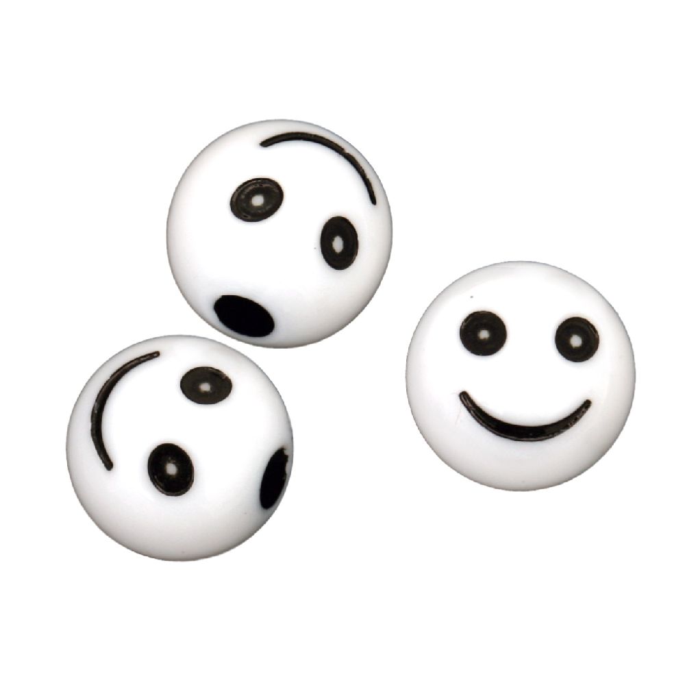 Bead smile 10 mm hole 2.5 mm white -20 grams ~ 38 pieces