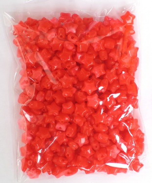 Acrylic pearl star beads for jewelry making 7 mm red - 50 grams
