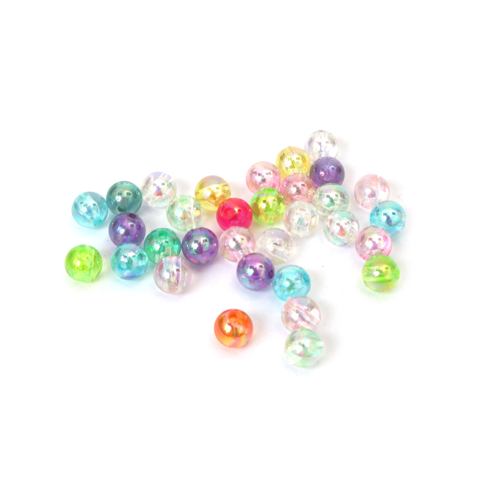 Crystal Beads, Ball Shape, 8 mm, Hole 2 mm, RAINBOW Multicolor – 20 grams, ~80 pieces