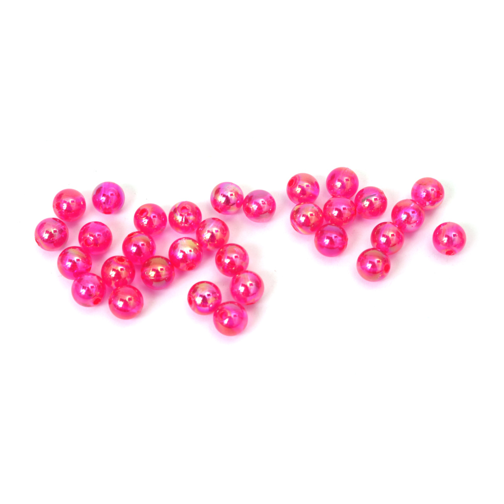 Mărgele din cristal, formă sferică, 8 mm, gaură 2 mm, culoare ciclam RAINBOW – 20 grame, ~80 bucăți