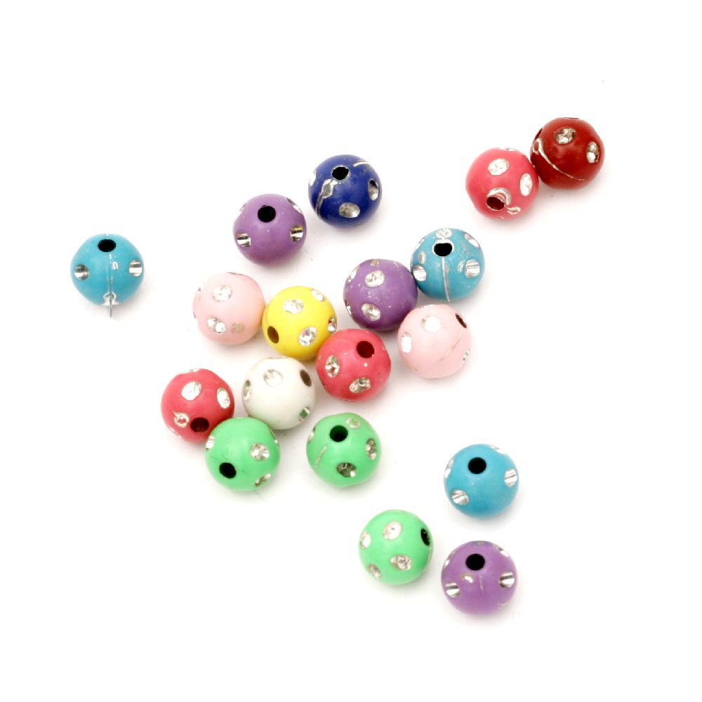 Plastic round bead with imitation of pebbles 8 mm hole 2 mm MIX - 20 grams ~ 90 pieces