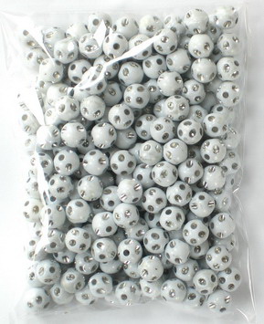 Plastic round bead with imitation of pebbles 8 mm hole 1.5 mm white - 50 grams ~ 200 pieces