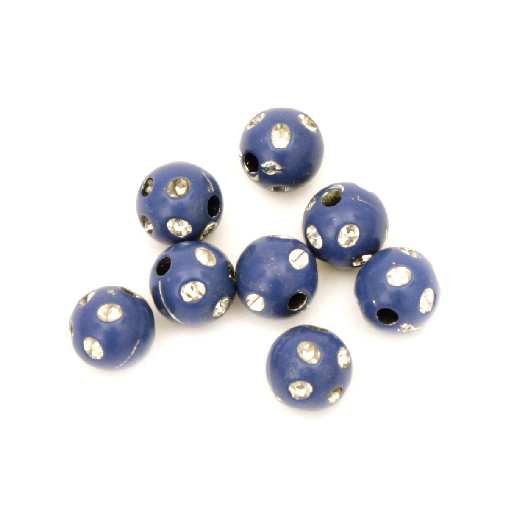 Мънисто имитация камъчета топче 8 мм дупка 2 мм синьо -50 грама ±200 броя