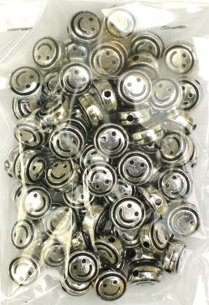 Margele metalice rotunde 12,5x6,5 mm gaură 2 mm culoare argintiu -50 grame ~ 70 bucăți