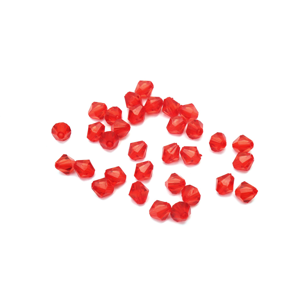 Faceted Plastic Bead imitating Crystal, Transparent Red, 8 mm, Hole: 1 mm, 50 grams, 240 pieces