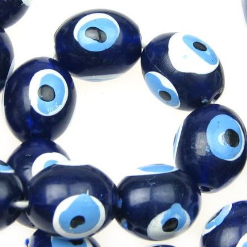 Μάτι μπλε χάντρα σε κορδόνι №6 -14 mm- 50 τεμάχια