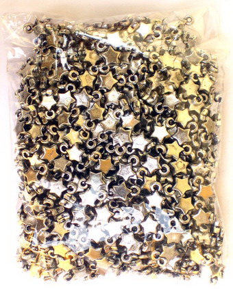 Metallized Plastic Star Shaped Pendants, 6 mm, 50 grams