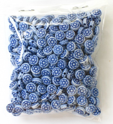 Craft Style Acrylic Round Beads, Flower, Faded Color, Blue 8x5mm Hole 1.5mm -50g ~ 300pcs