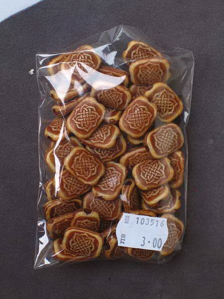 Мънисто Антик правоъгълник 20 мм дупка 3 мм кафяво -50 грама